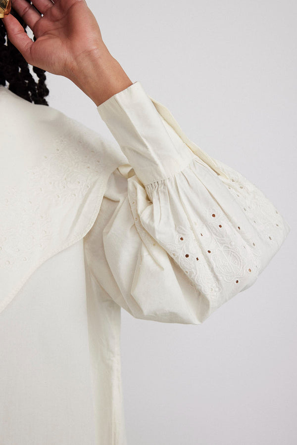 Damson Madder Mimi Mini Dress - Off White Broderie