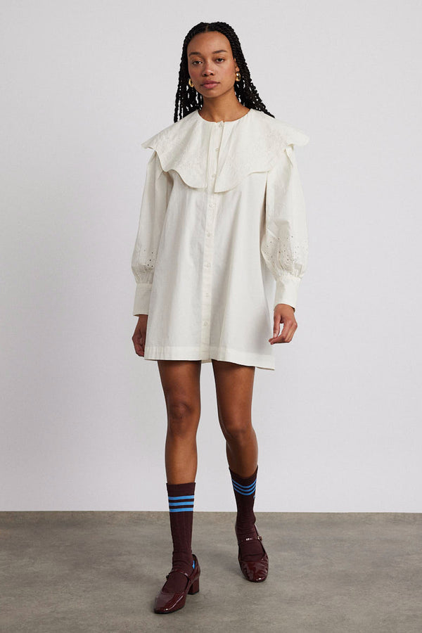 damson madder mimi mini dress - off white broderie