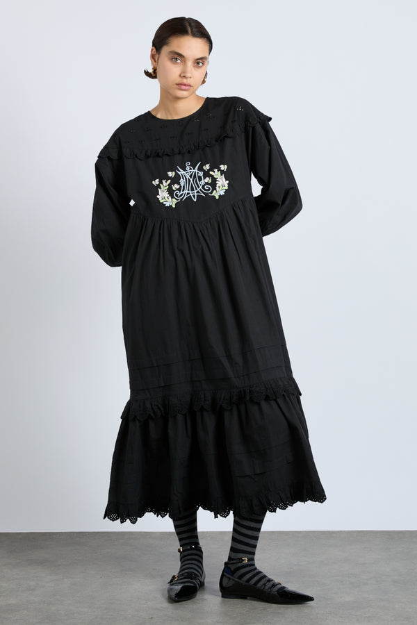 damson madder miriam midi dress - black