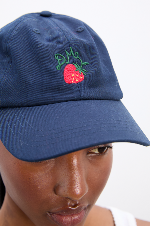Damson Madder Navy Embroidered Cap - Berry