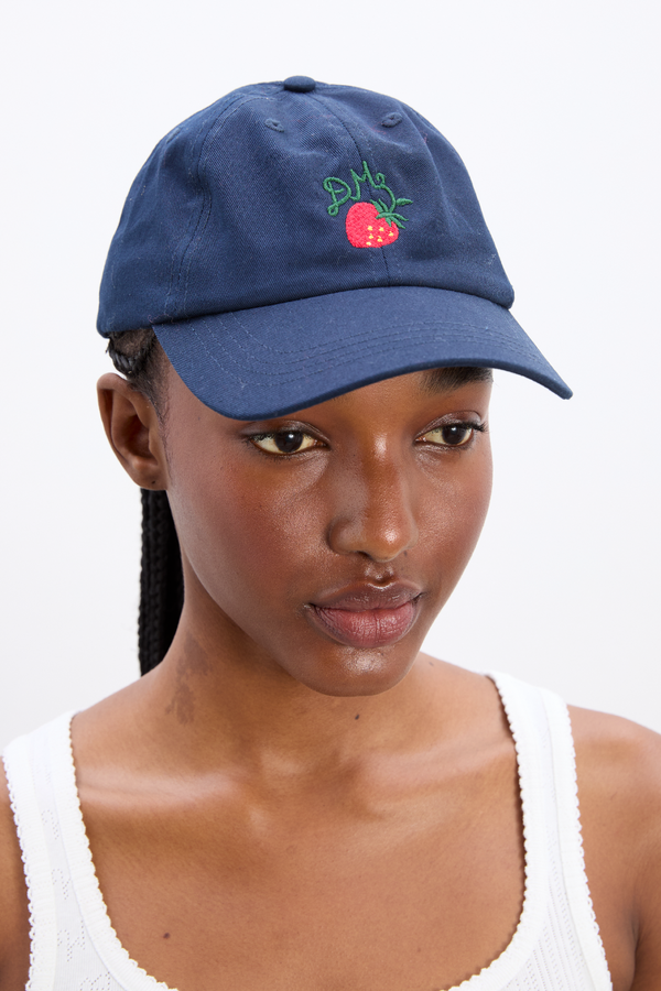 damson madder navy embroidered cap - berry