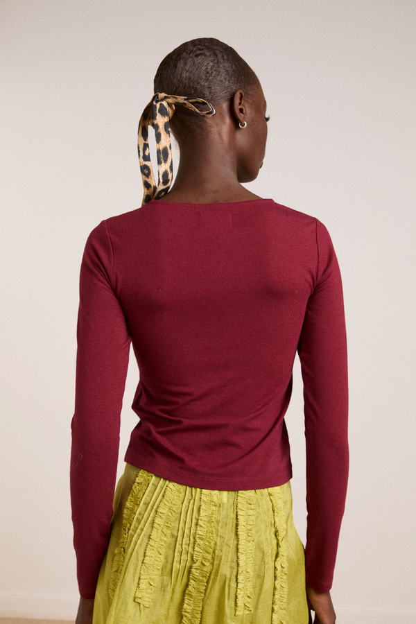 Damson Madder Ninette Ls Top - Burgundy