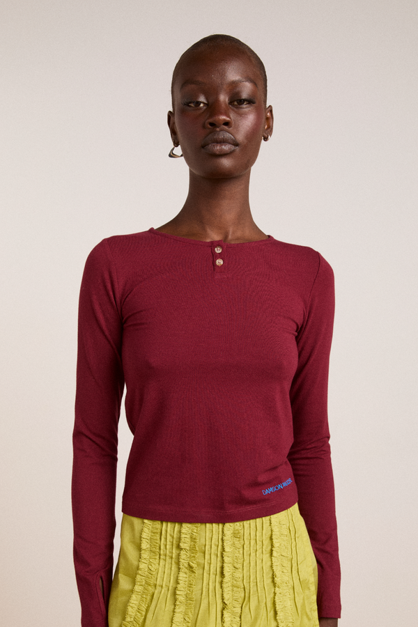 damson madder ninette ls top - burgundy