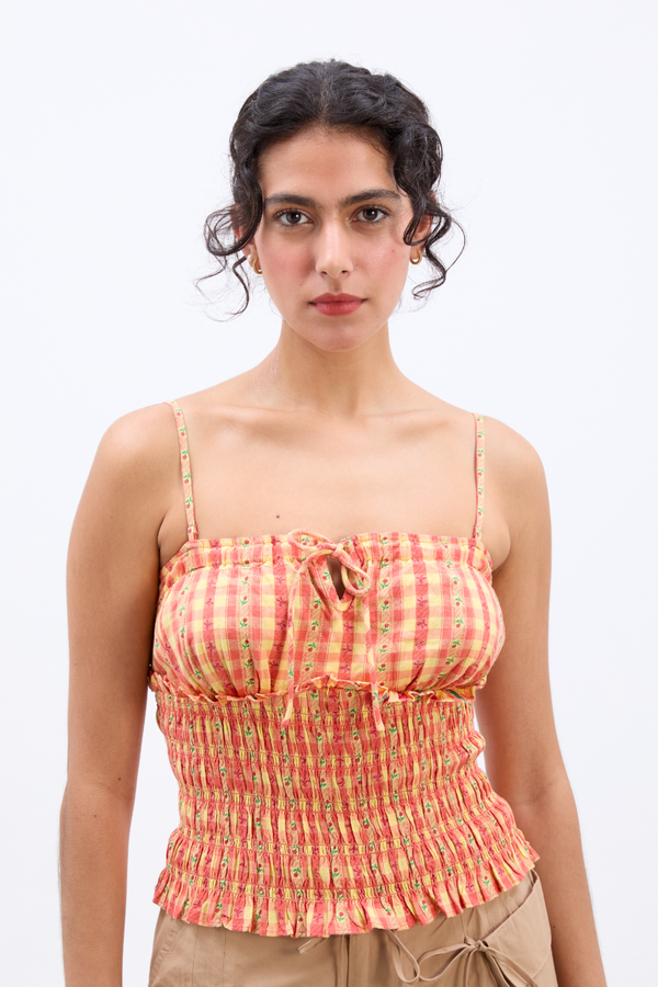 damson madder nola cami - orange gingham