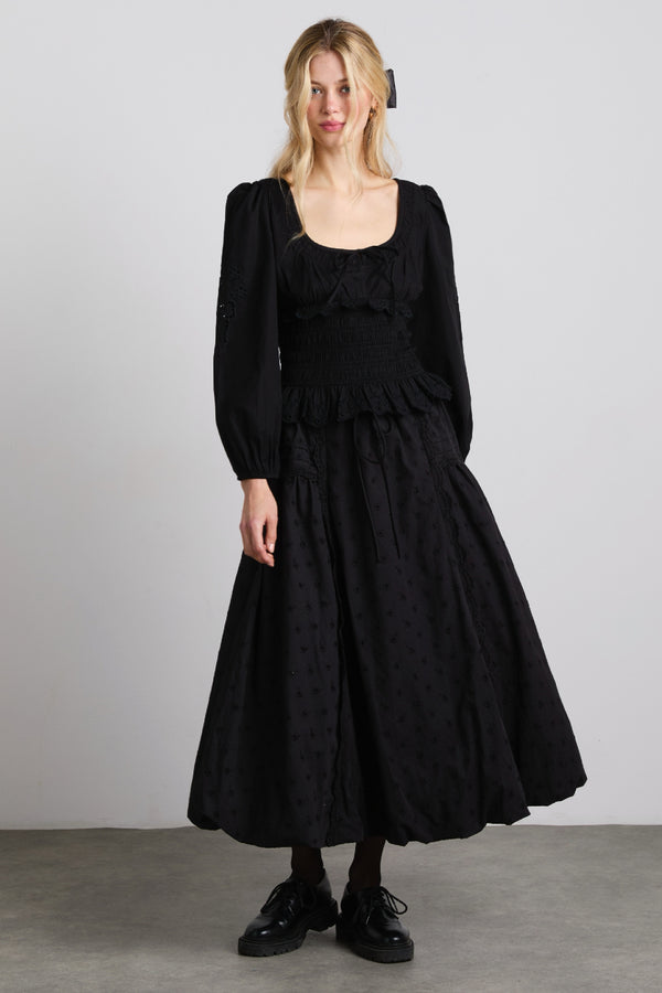 Damson Madder Nola Embroidered Blouse - Black