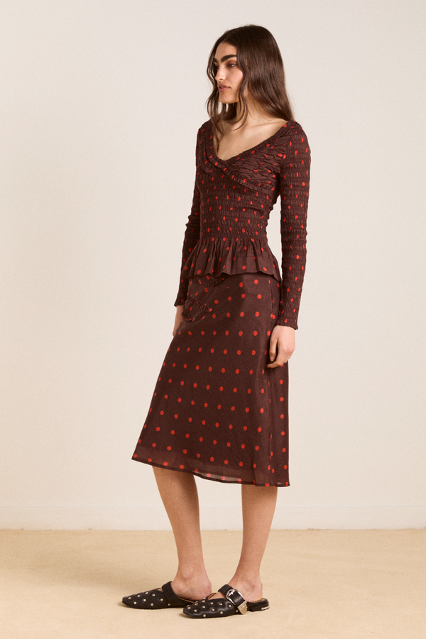 Damson Madder Octavia Skirt - Burgundy Spot