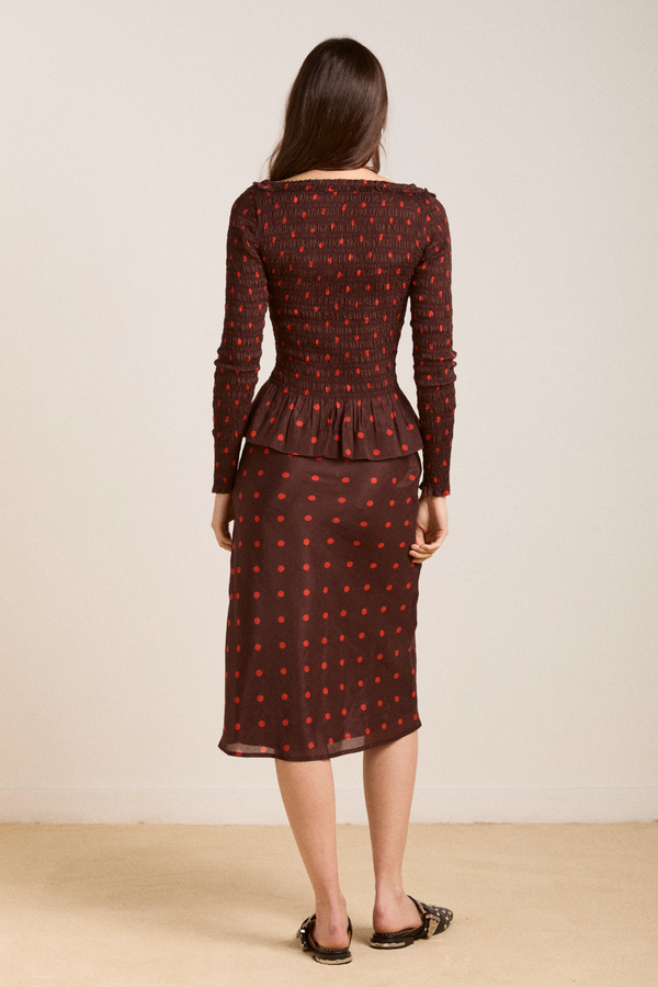 Damson Madder Octavia Skirt - Burgundy Spot