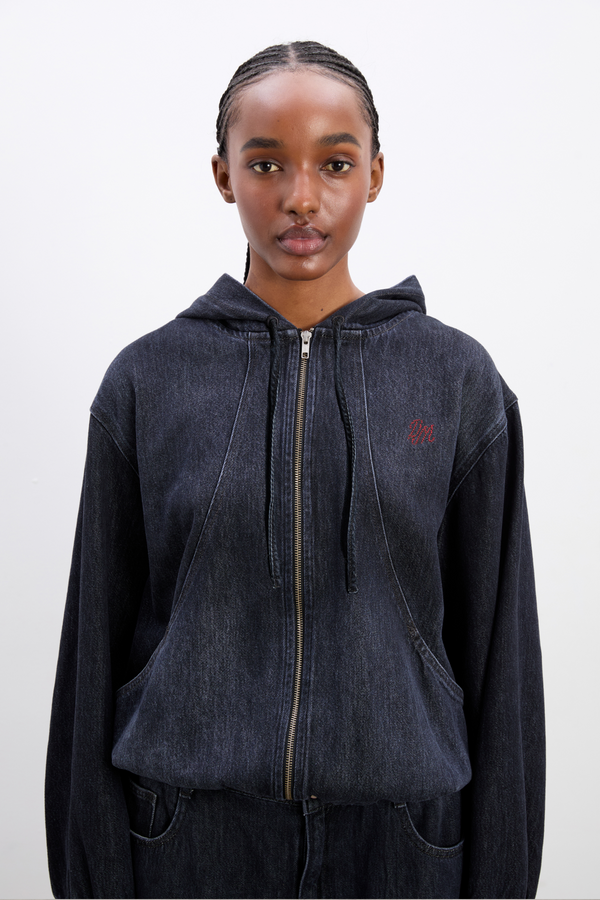 Damson Madder Orson Denim Hoodie - Eclipse Wash