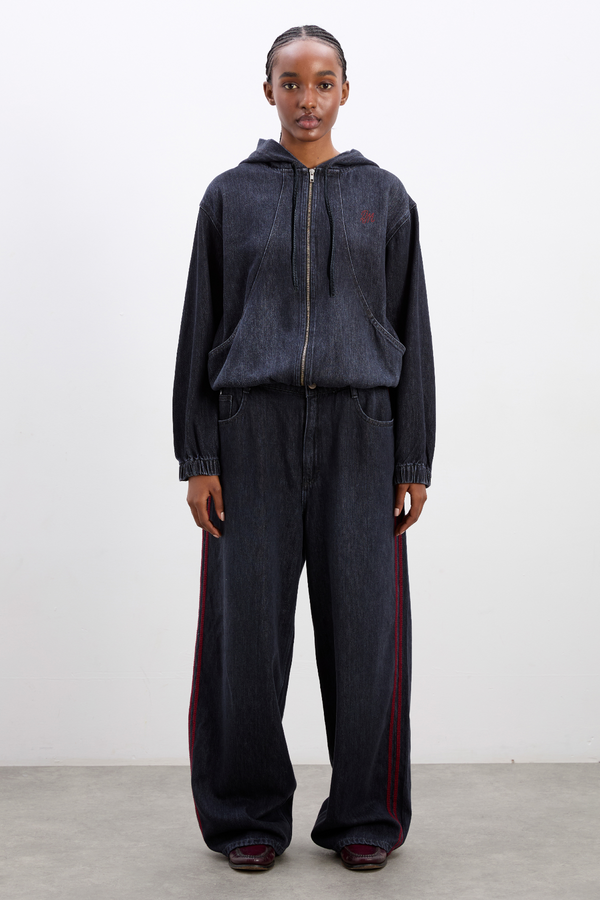 Damson Madder Orson Denim Hoodie - Eclipse Wash