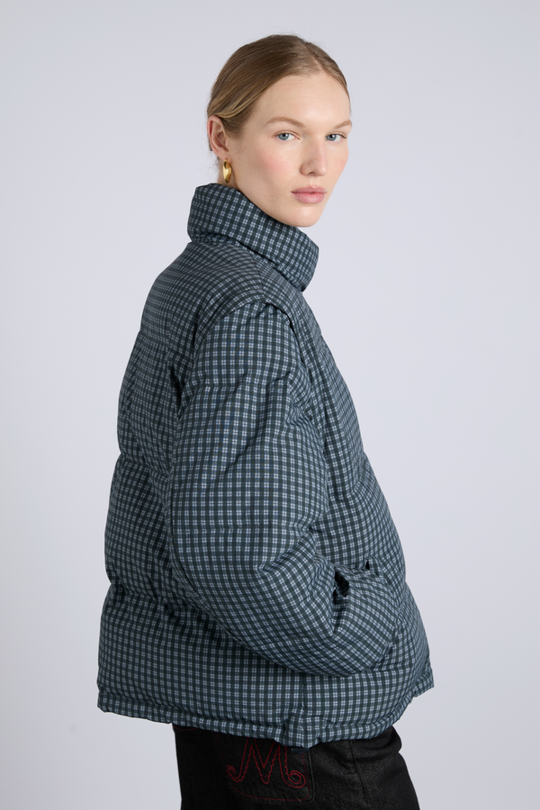 Damson Madder Pearl Check Puffer - Navy Gingham
