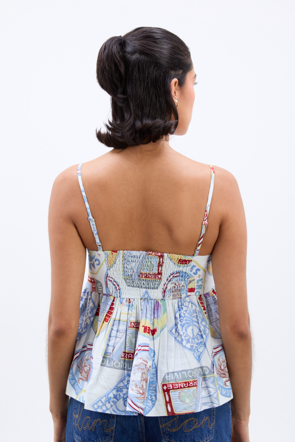 Damson Madder Penny Shell Top - Holiday Print