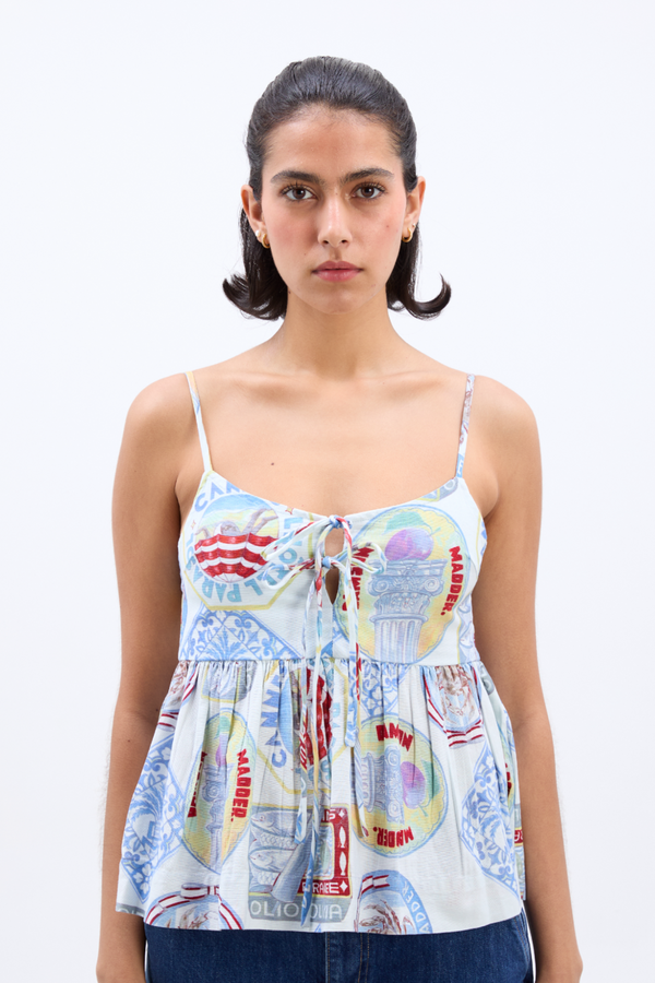 damson madder penny shell top - holiday print