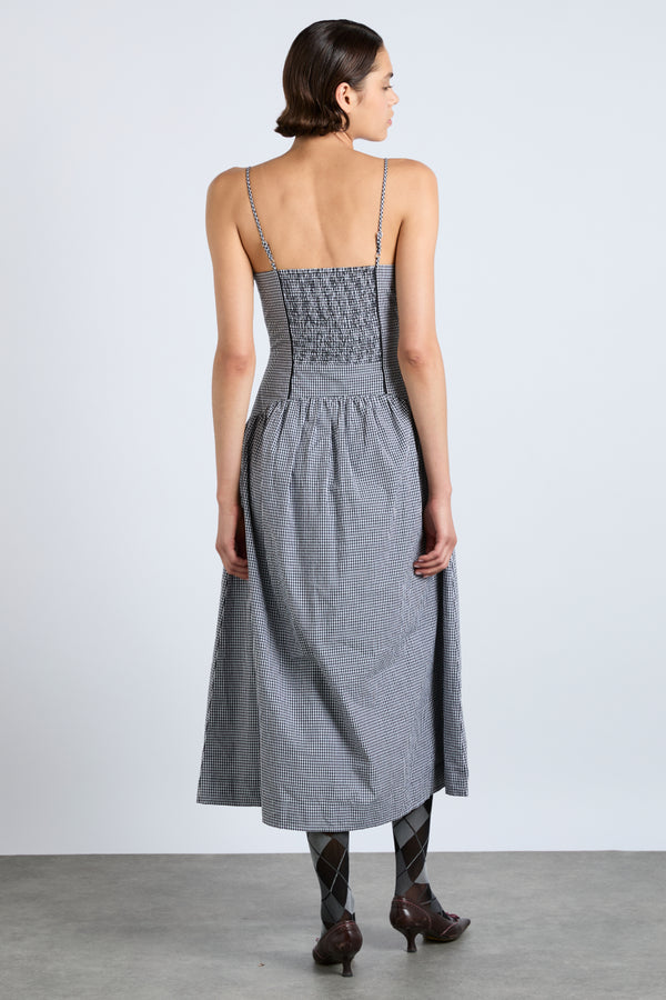Damson Madder Persephone Midi Dress - Black Gingham