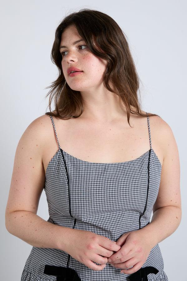 Damson Madder Persephone Midi Dress - Black Gingham