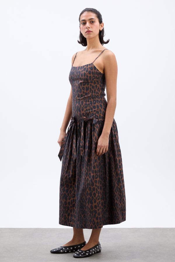 Damson Madder Persephone Midi Dress - Dark Leopard