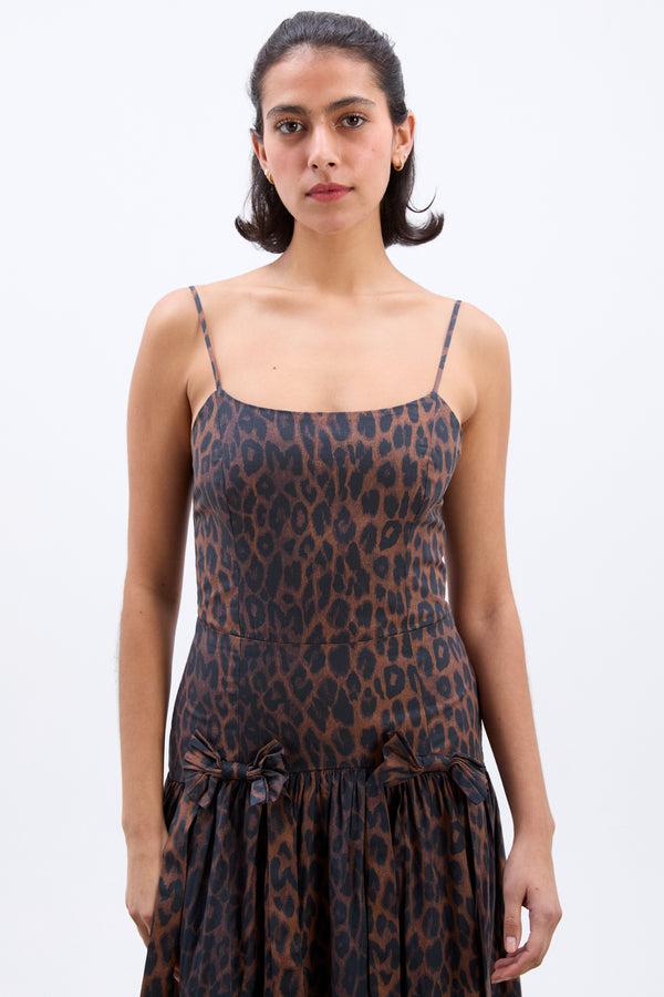 Damson Madder Persephone Midi Dress - Dark Leopard