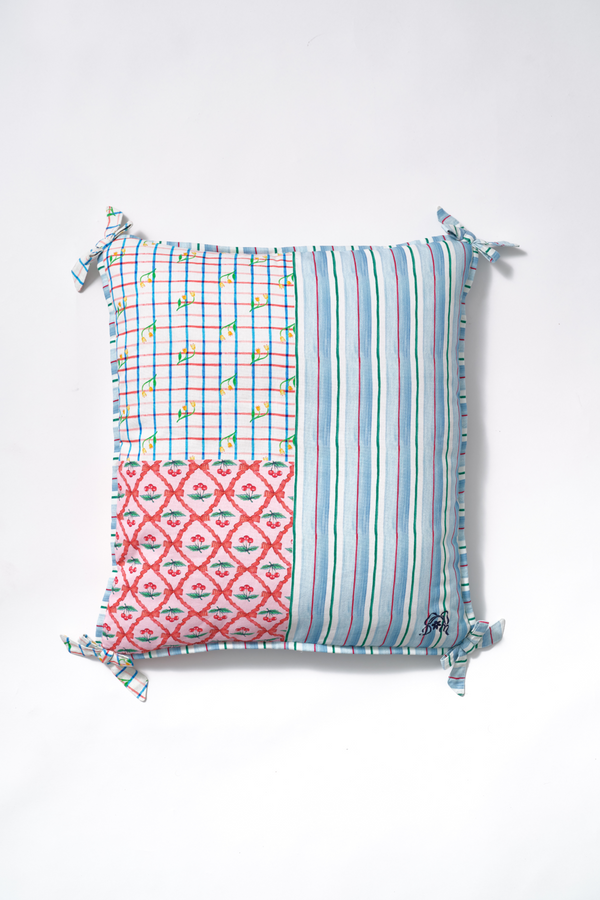 damson madder pet bed - patchwork print