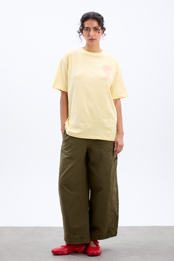 Damson Madder Pizza Party Boyfriend Tee- Yellow