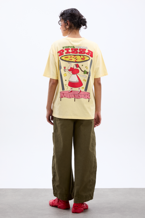 Damson Madder Pizza Party Boyfriend Tee- Yellow