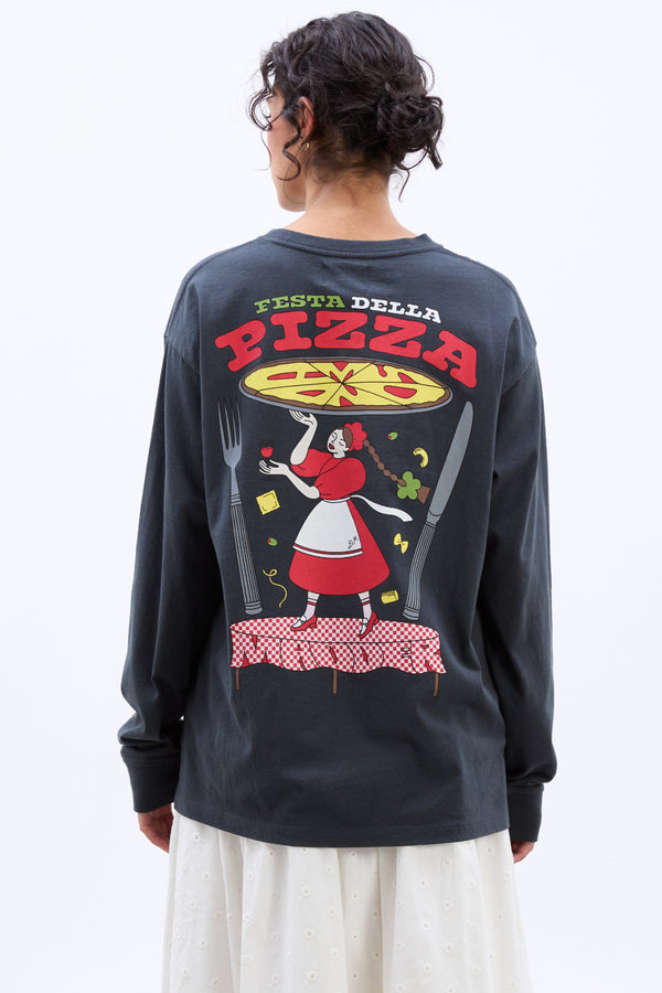 damson madder pizza party ls washed tee