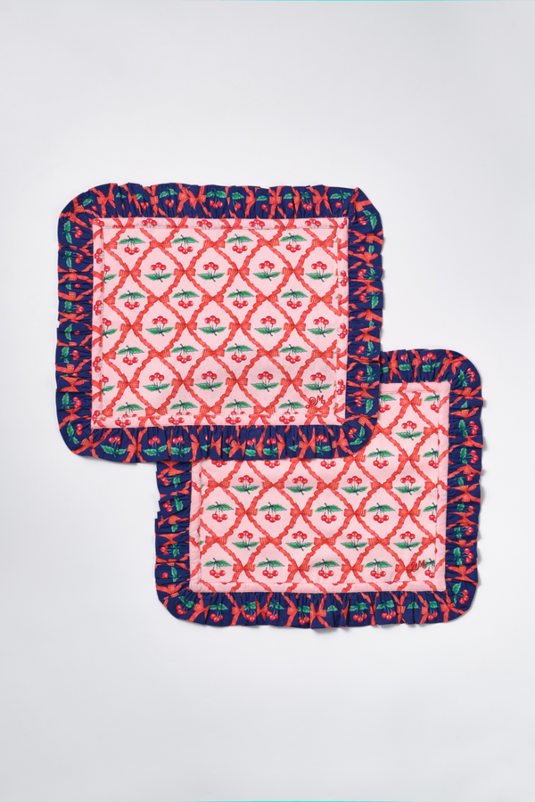 Damson Madder Placemat - Pink Cherry Set Of 2