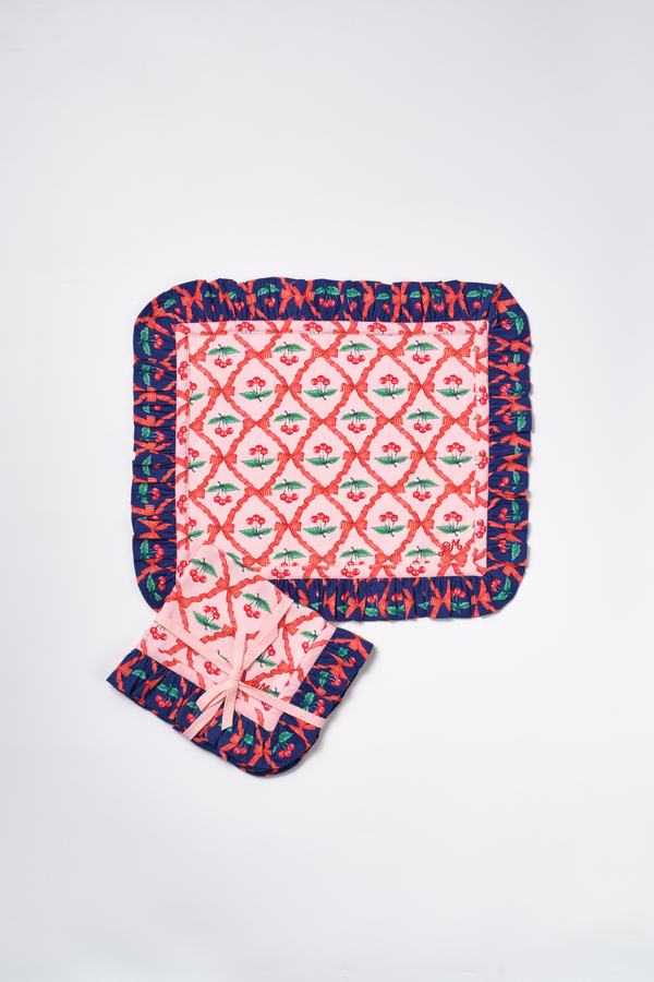 damson madder placemat - pink cherry set of 2