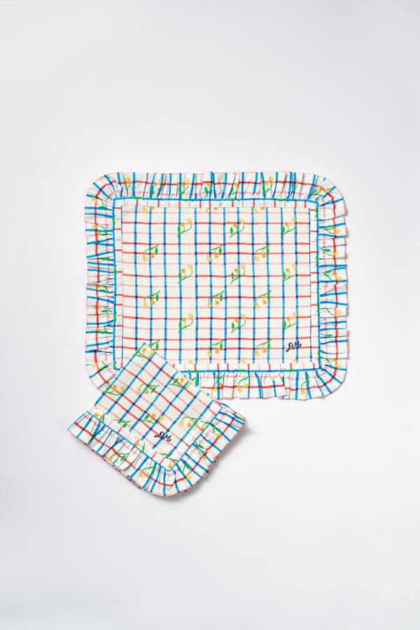 Damson Madder Placemat - Tulip Check Set Of 2