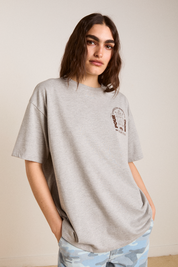 Damson Madder Pour Over Coffee Boyfriend Tee - Grey