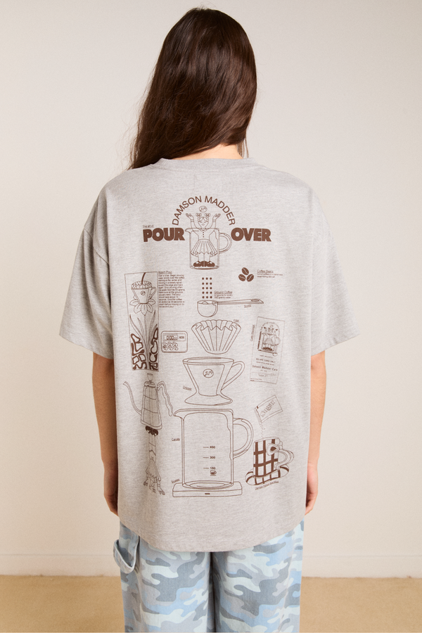 damson madder pour over coffee boyfriend tee - grey