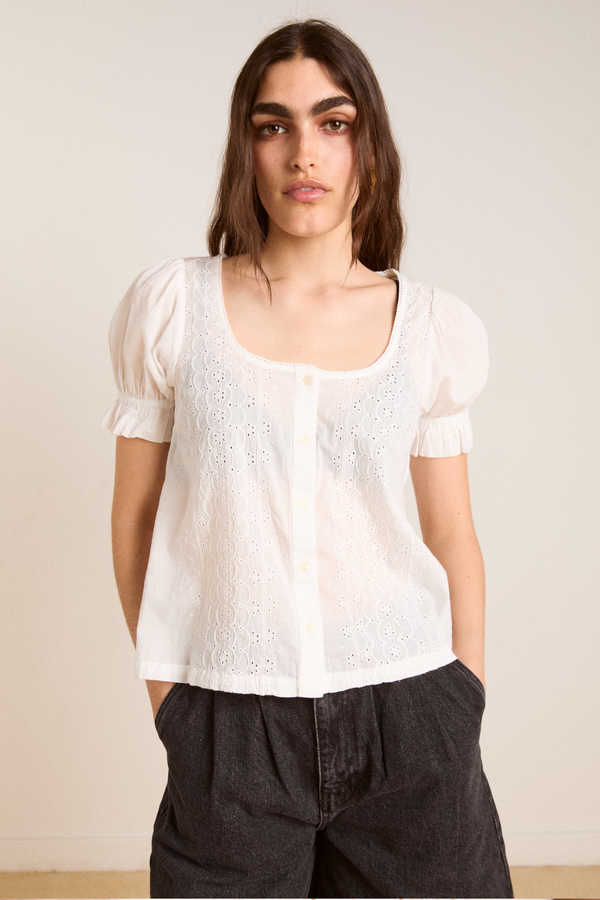 damson madder prim blouse - off white