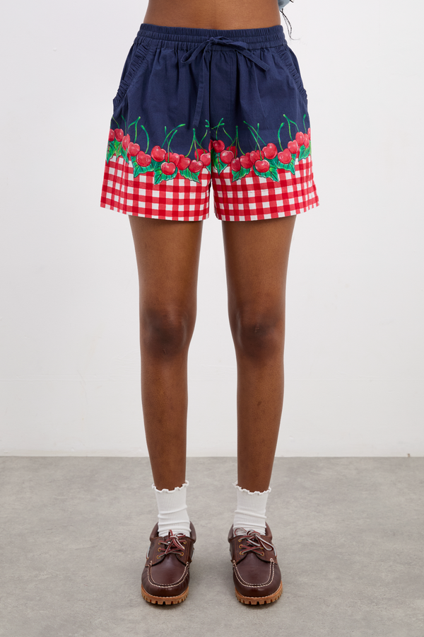 damson madder pull on shorts - cherry pie