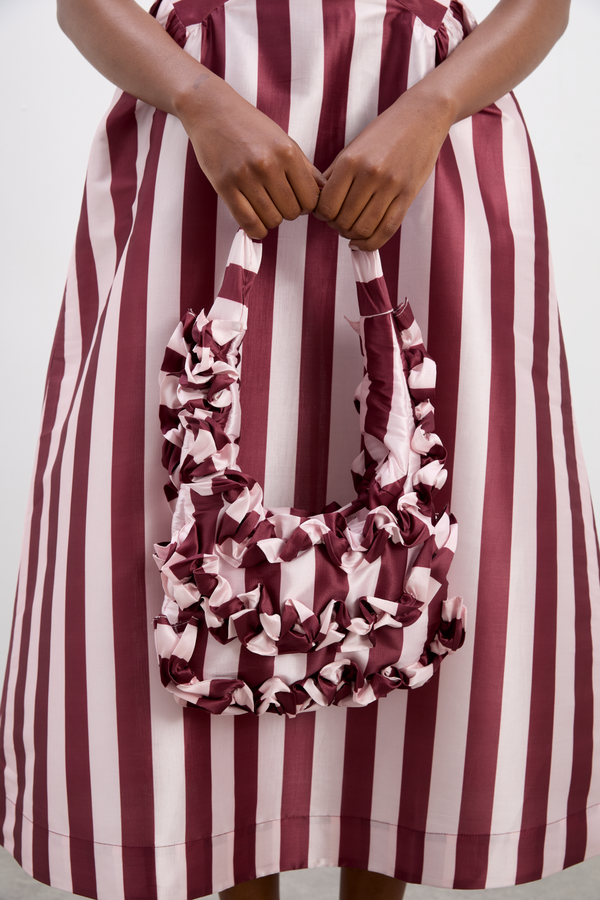 damson madder rachel ruffle bag - pink burg stripe