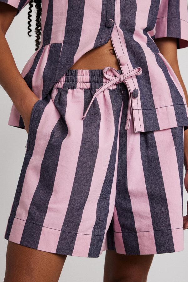 Damson Madder Rafe Shorts - Blue Pink Stripe