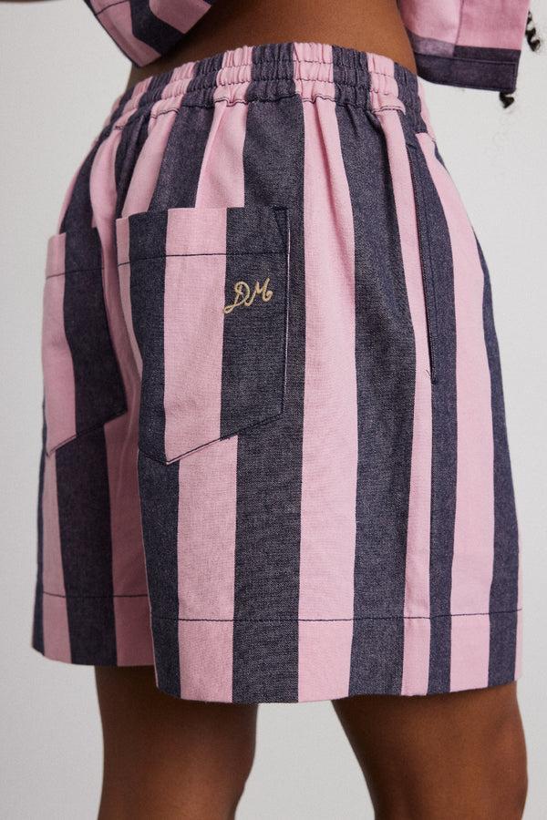 Damson Madder Rafe Shorts - Blue Pink Stripe