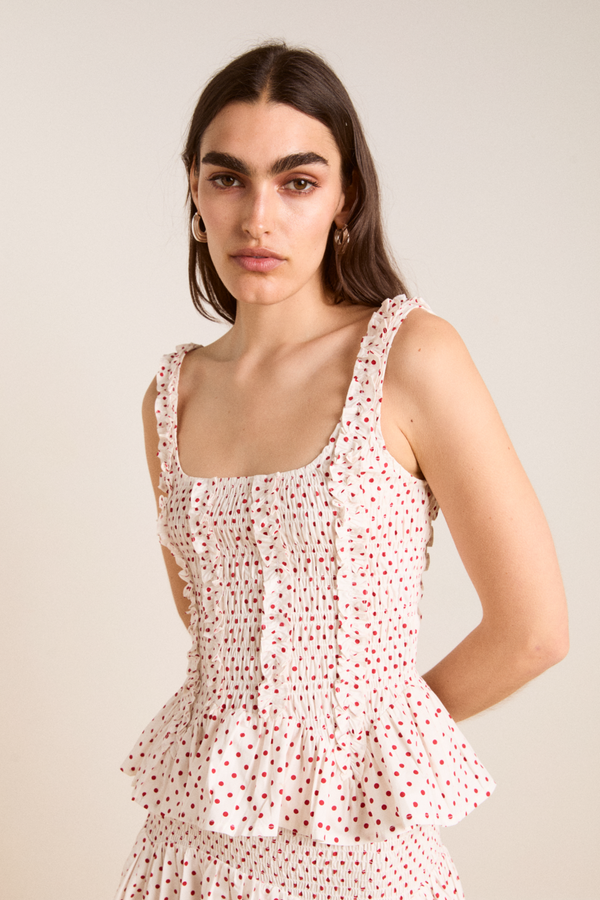 damson madder raphi cami - off white and red spot