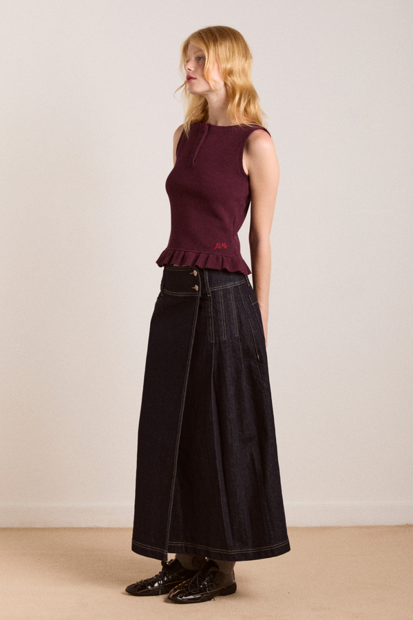 Damson Madder Raye Denim Skirt - Dark Indigo