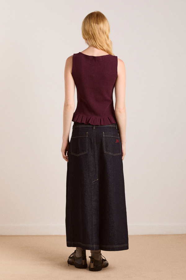 Damson Madder Raye Denim Skirt - Dark Indigo