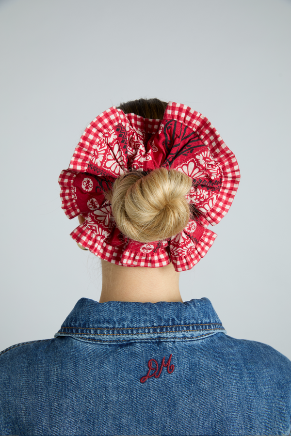 damson madder red bandana print scrunchie