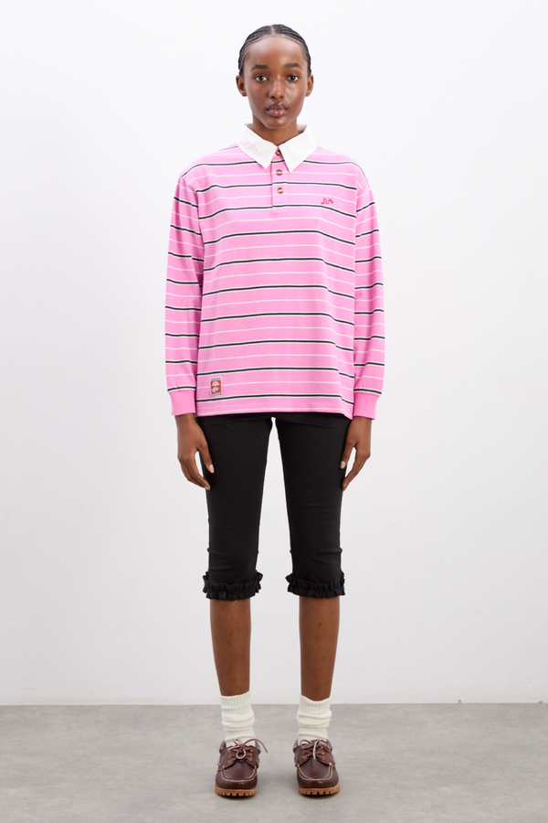 Damson Madder Remie Rugby Shirt - Pink Stripe