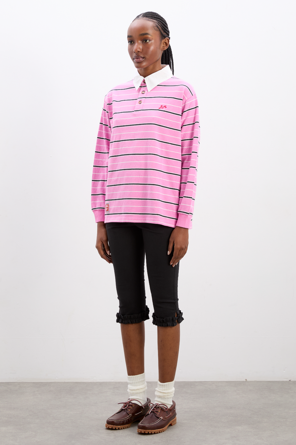Damson Madder Remie Rugby Shirt - Pink Stripe