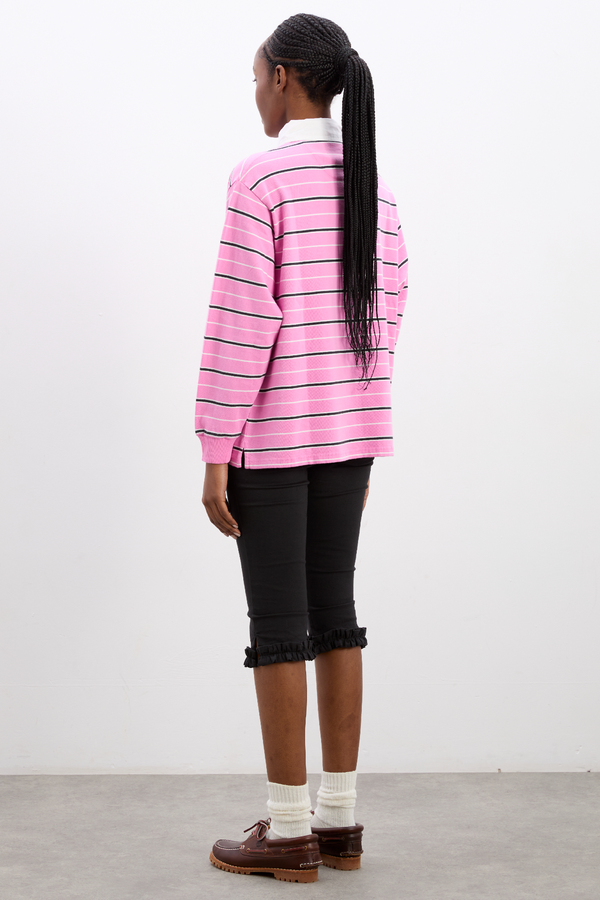 Damson Madder Remie Rugby Shirt - Pink Stripe