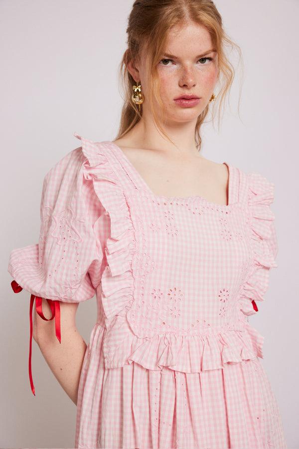 Damson Madder Rhea Dress - Pink Gingham