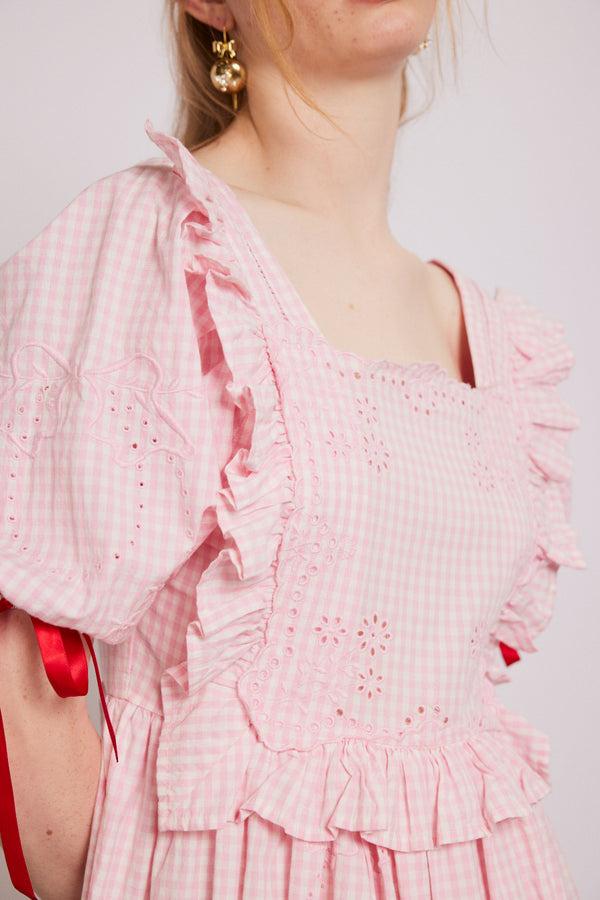 Damson Madder Rhea Dress - Pink Gingham