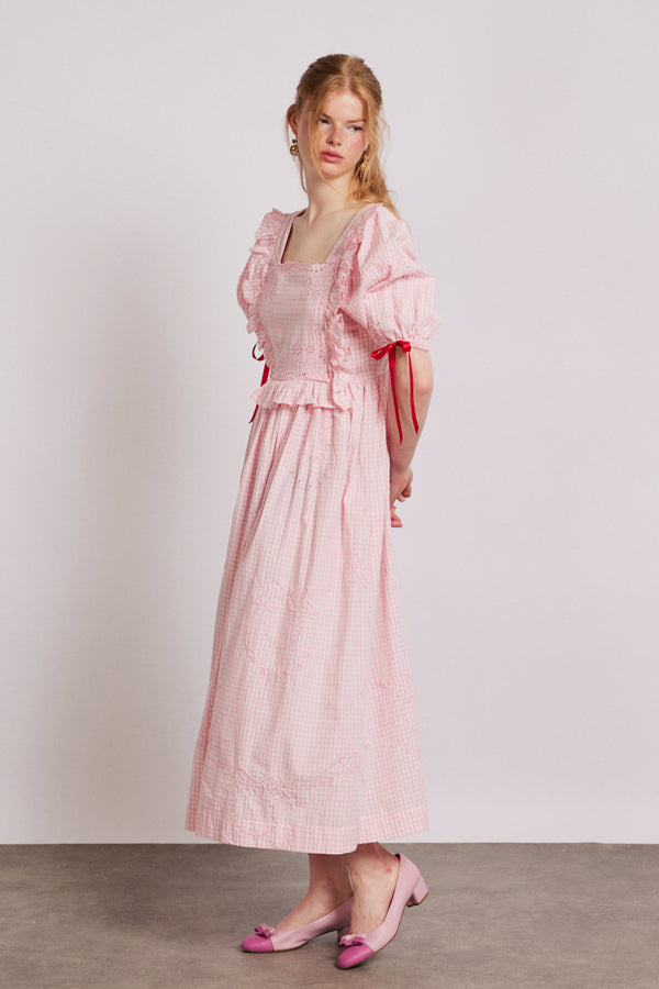damson madder rhea dress - pink gingham