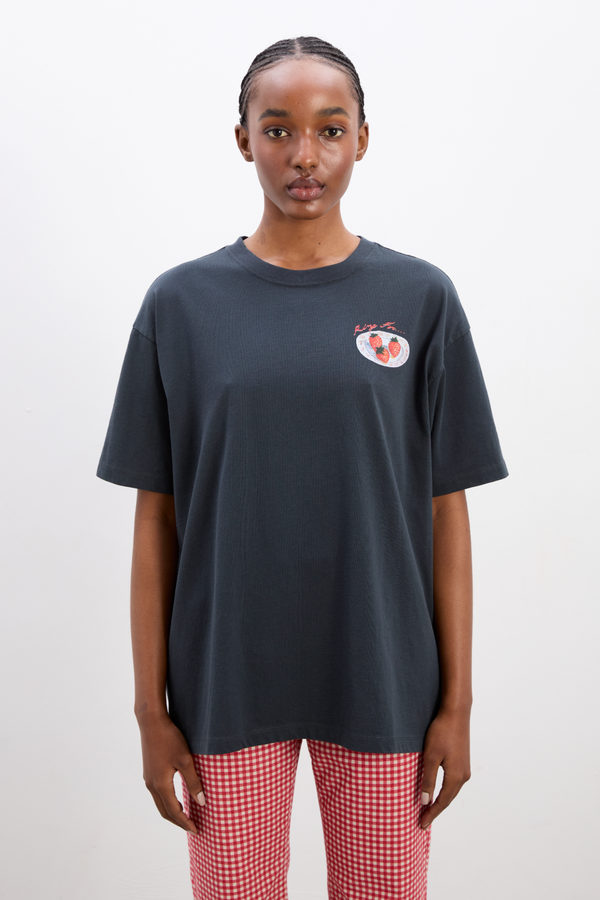 Damson Madder Ring For Room Service Tee - Charcoal