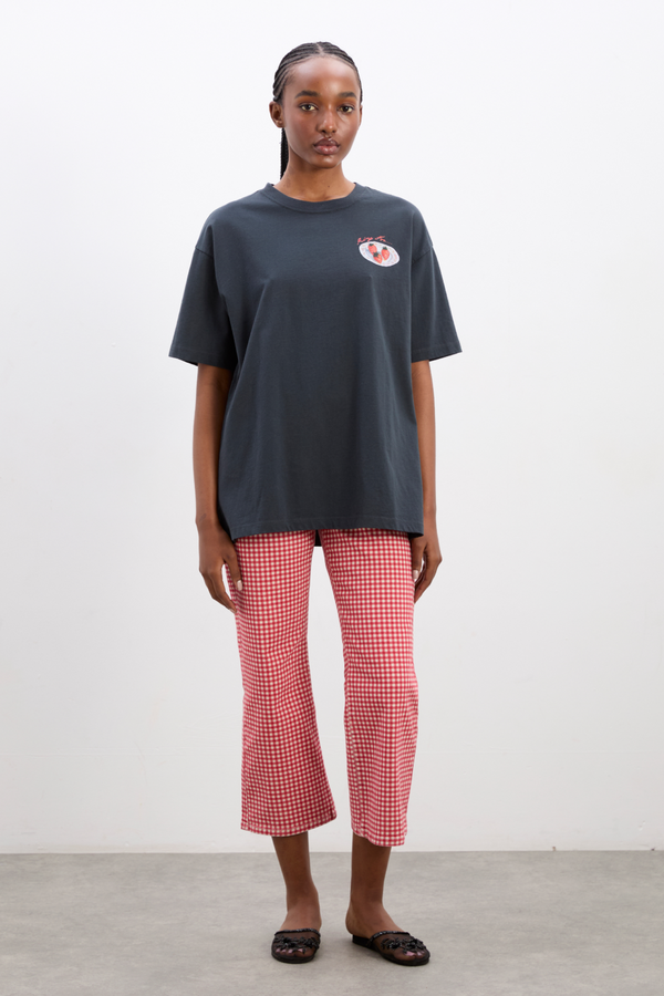 Damson Madder Ring For Room Service Tee - Charcoal