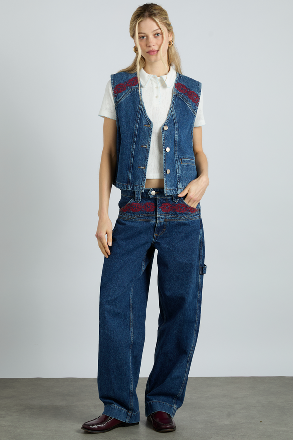 Damson Madder Rita Vest - Texas Wash & Embroidery