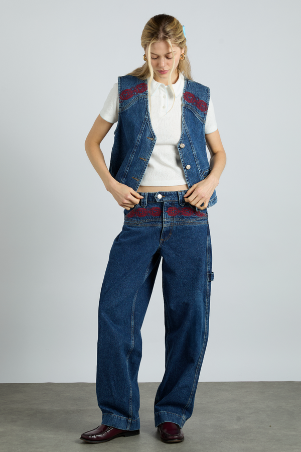 Damson Madder Rita Vest - Texas Wash & Embroidery