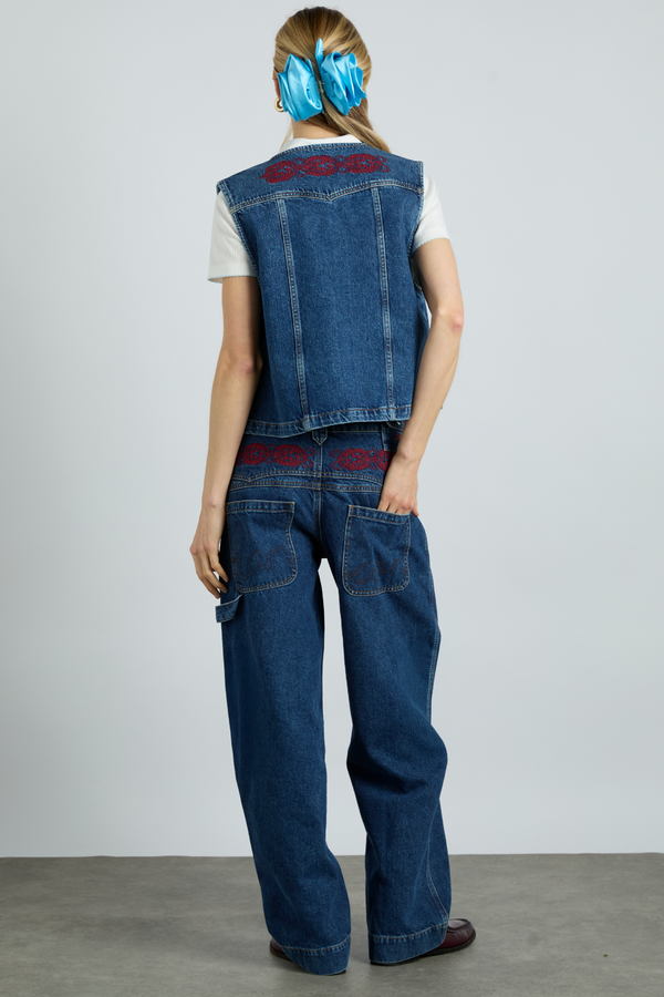 Damson Madder Rita Vest - Texas Wash & Embroidery