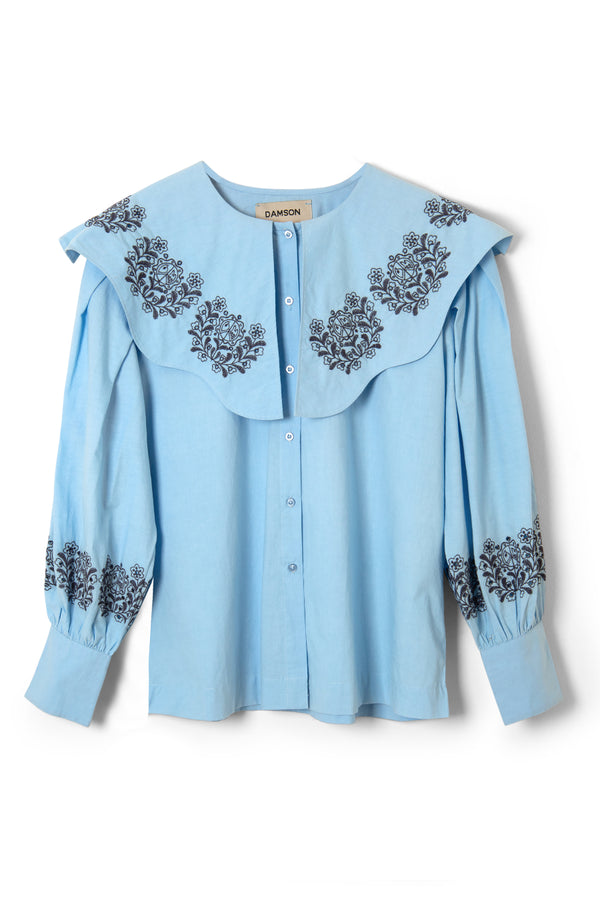 Damson Madder Romeo Embroidered Blouse Blue